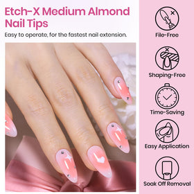 beetles Medium Almond Nail Tips with nail polish