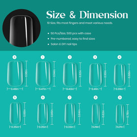 beetles Medium Square Nail Tips showing numbered sizes