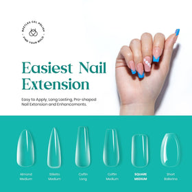 beetles Medium Square Nail Tips various sizes displayed
