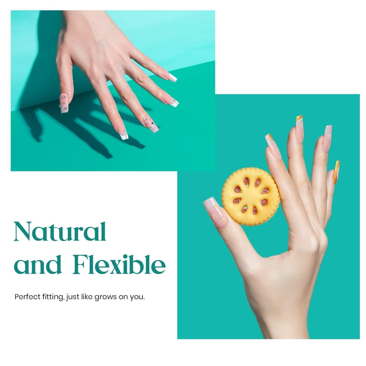 beetles Medium Square Nail Tips with nail art accessories