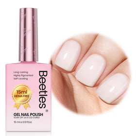 Beetles Milky White Gel Nail Polish 15ML bottle front view