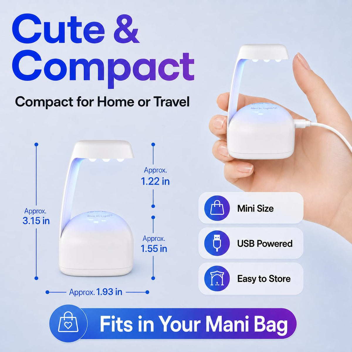 beetles Mini UV Light with gel nails curing