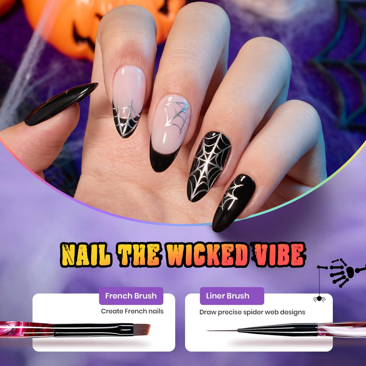 beetles nail art brushes set including oval, french, and gradient brushes