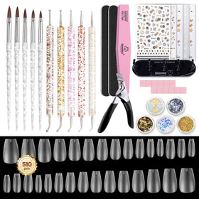 Beetles Nail Art Kit 510pcs with nail tips and brushes