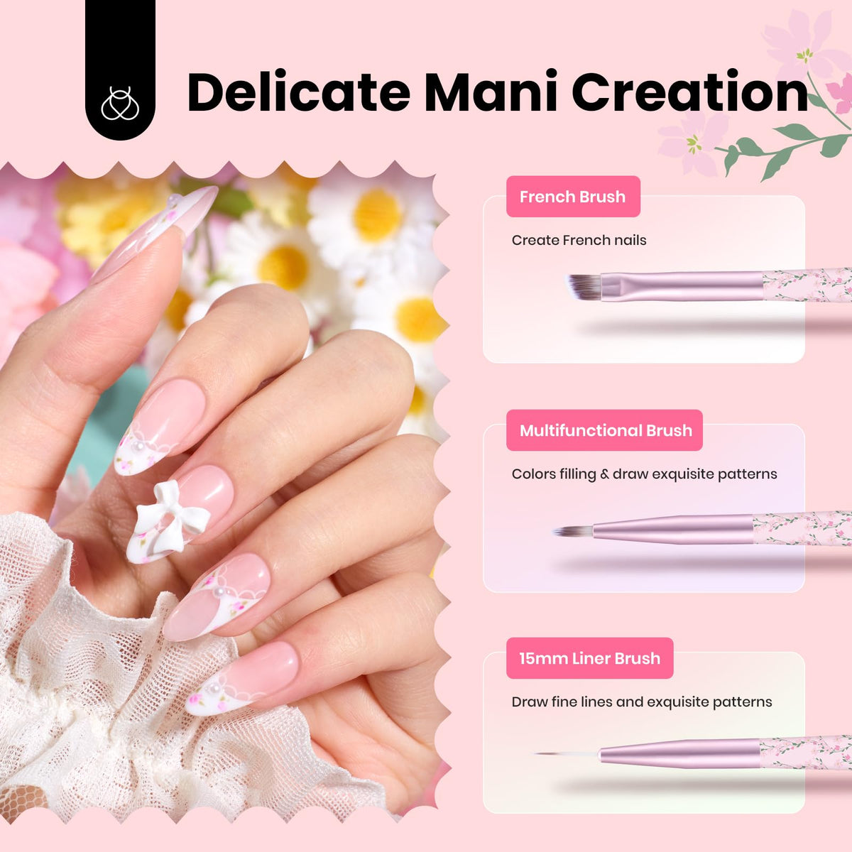 beetles nail art liner brush with detailed design