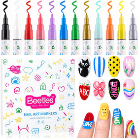 beetles Nail Art Pens 12 Colours front view with vibrant ink