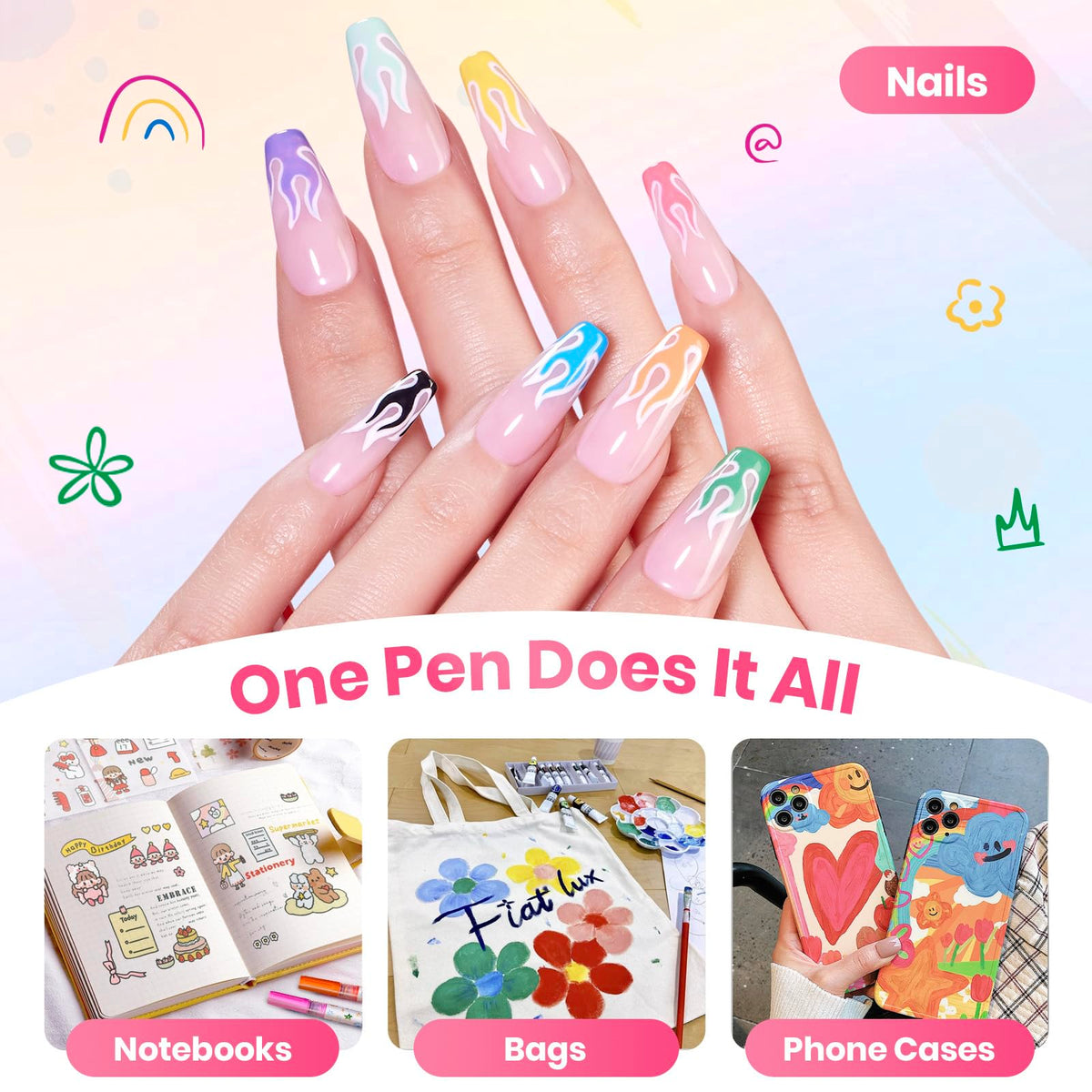 beetles Nail Art Pens in use for DIY nail art