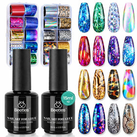 beetles Nail Foil Art Kit with 20 foils and 2 glue bottles