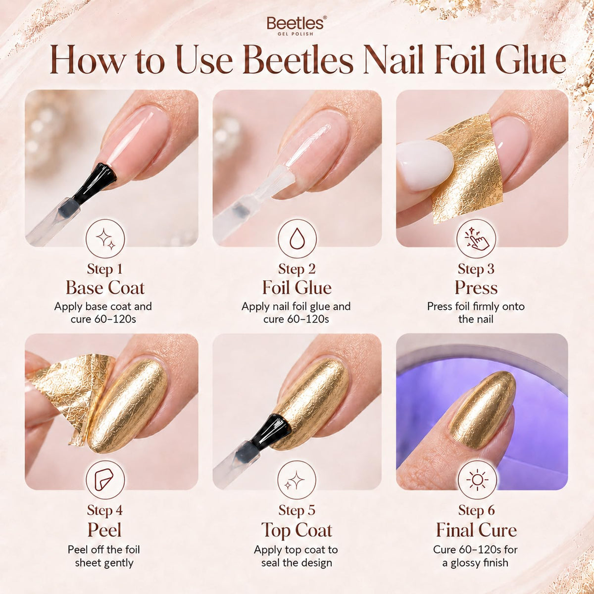 beetles Nail Foil Glue with nail foil stickers