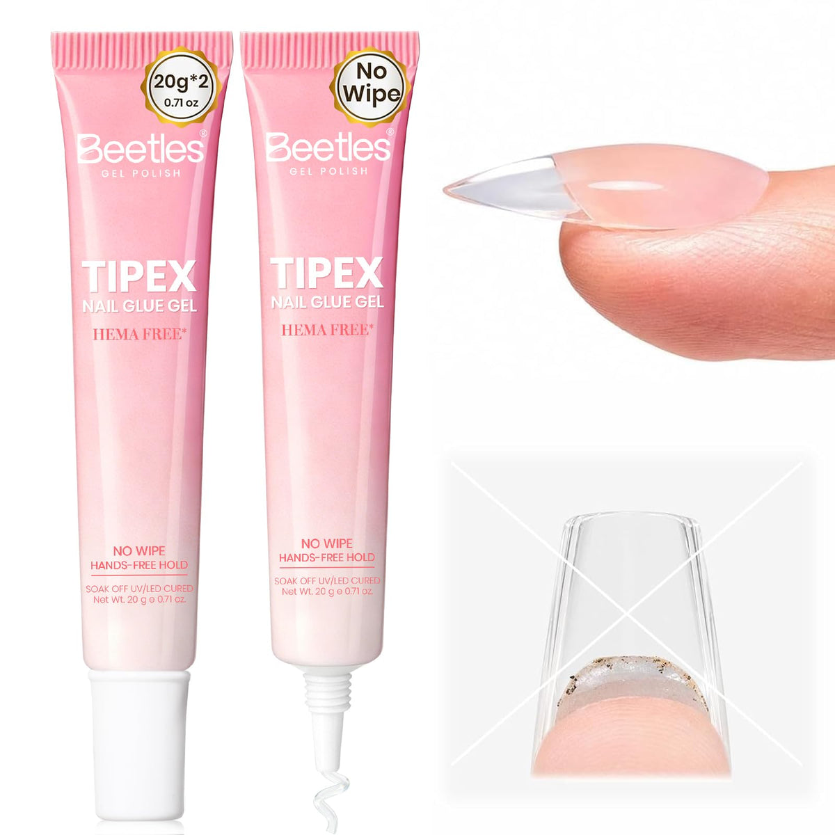 beetles Nail Glue 2Pcs front view with soft tube design