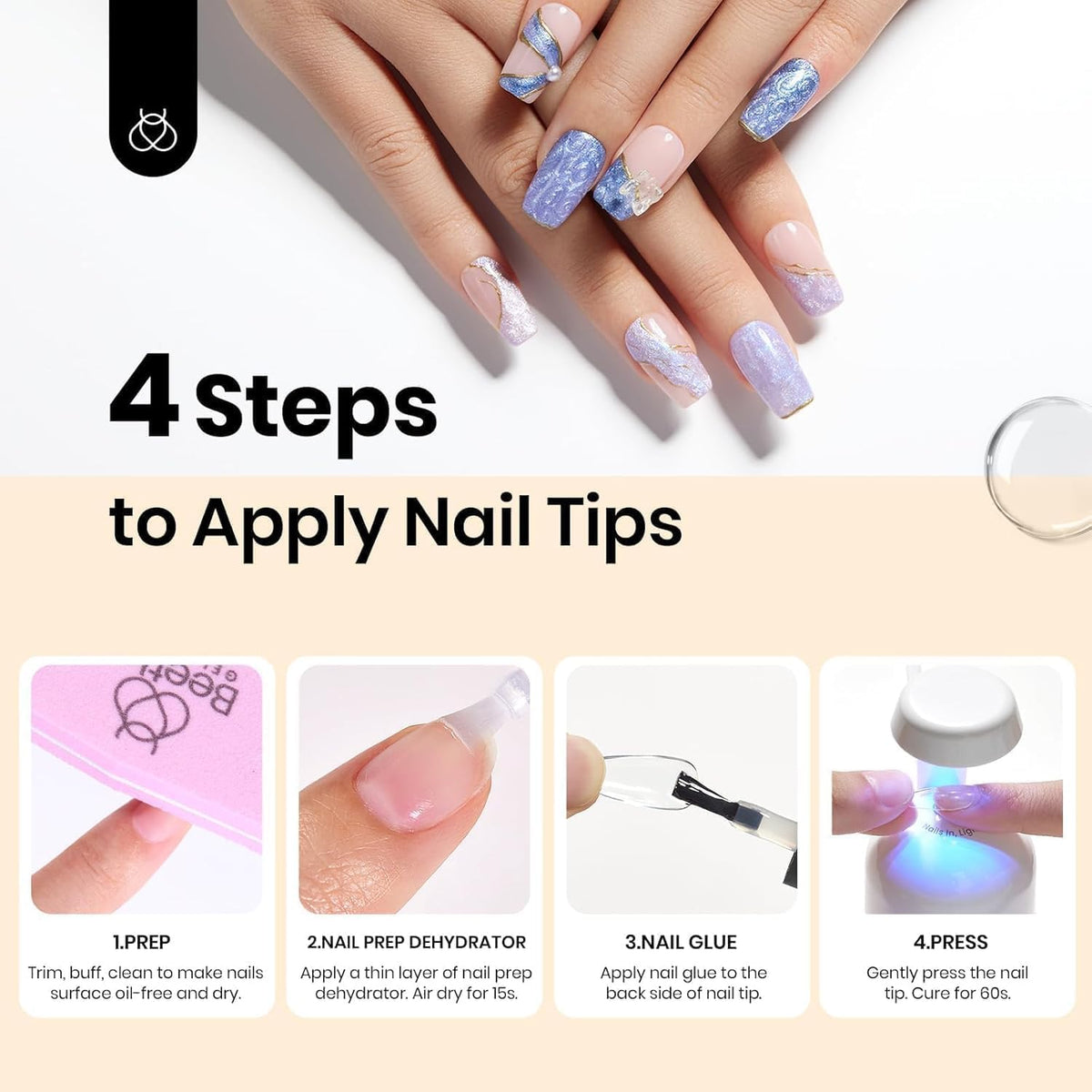 beetles nail glue application on false nails