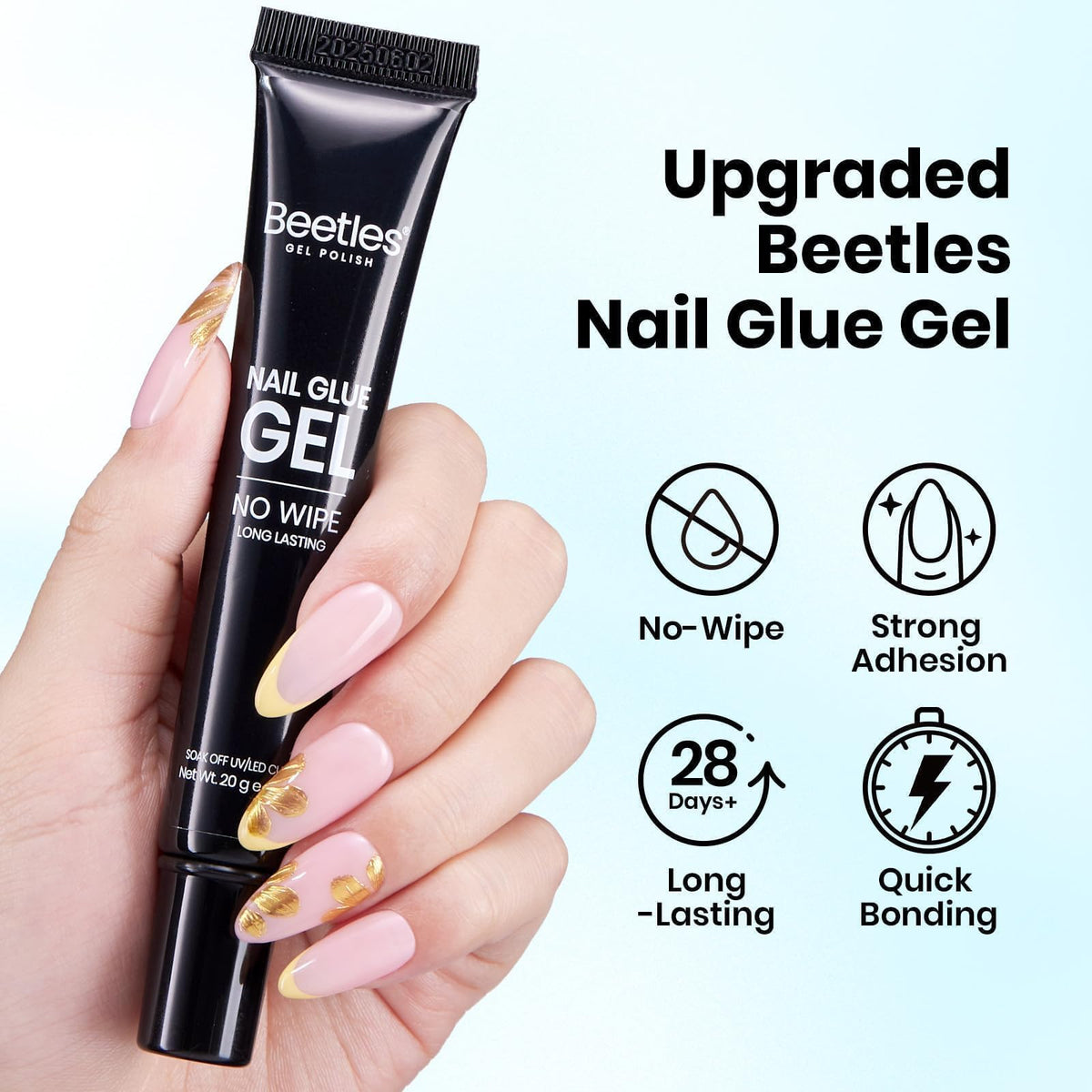 beetles Nail Glue Gel curing under UV light