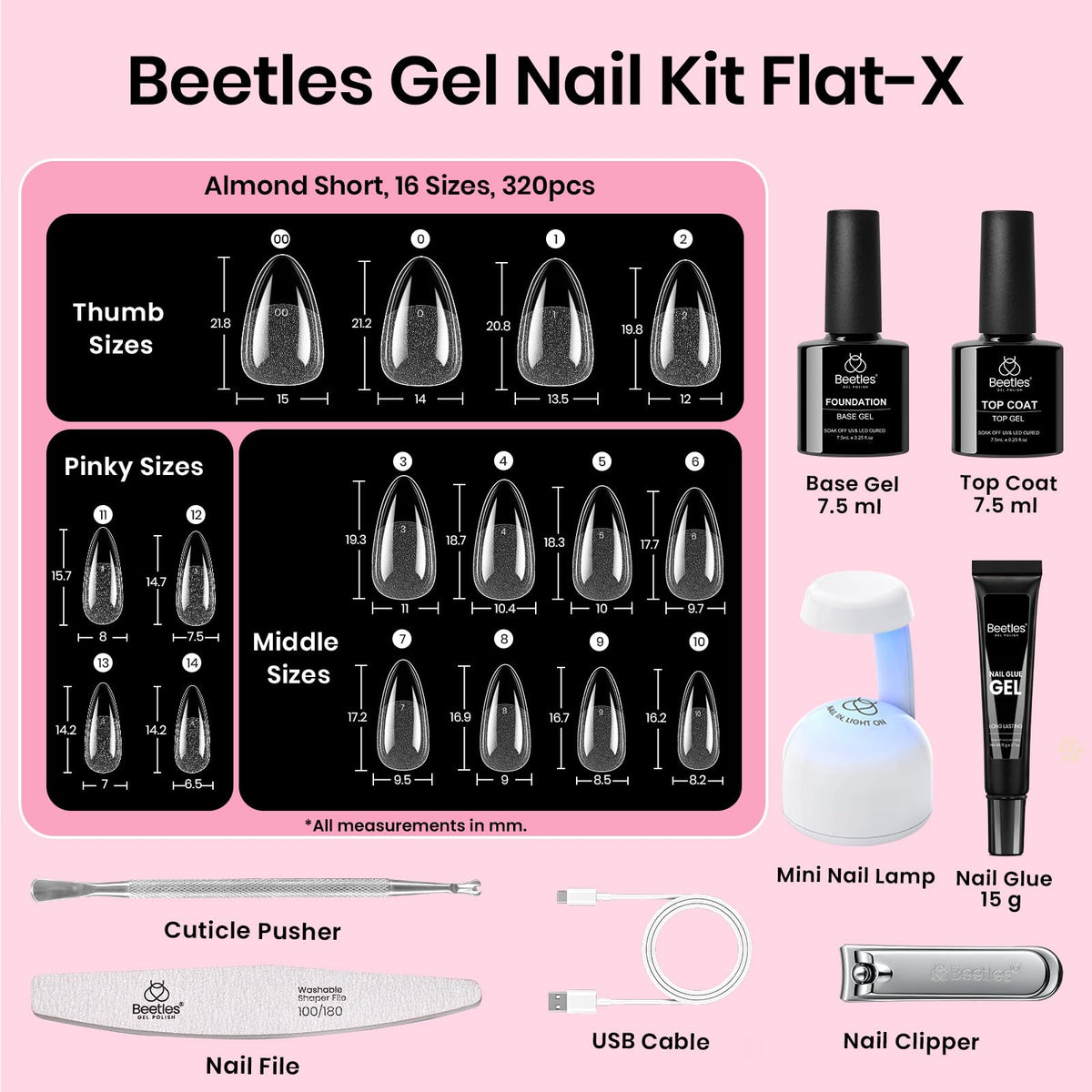 beetles Nail Glue Gel tube with solid glue for nail tips