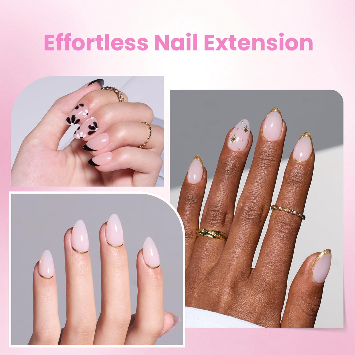 beetles Nail Tips Kit showing short almond shape