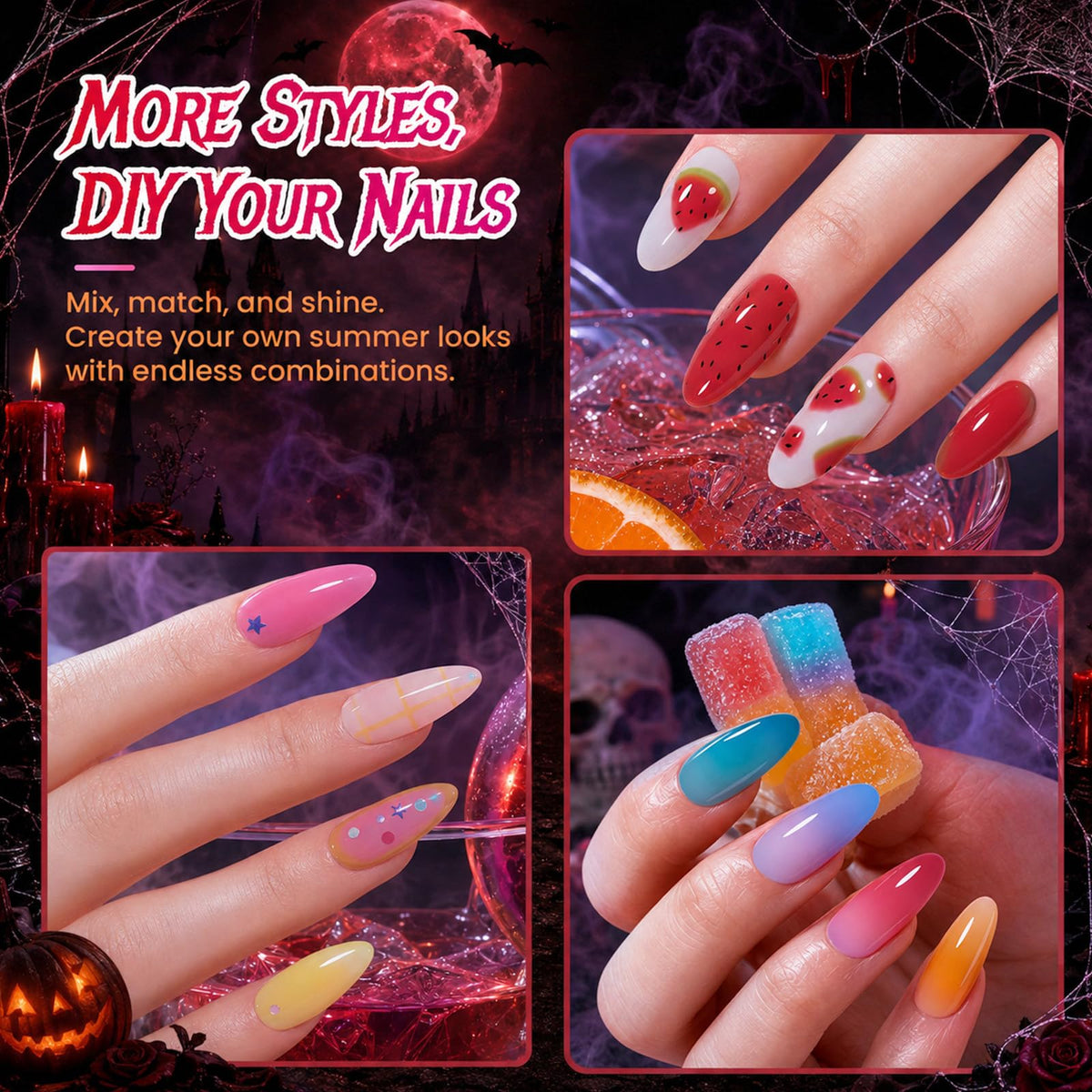 beetles Neon Jelly Gel Nail Polish gradient nail art