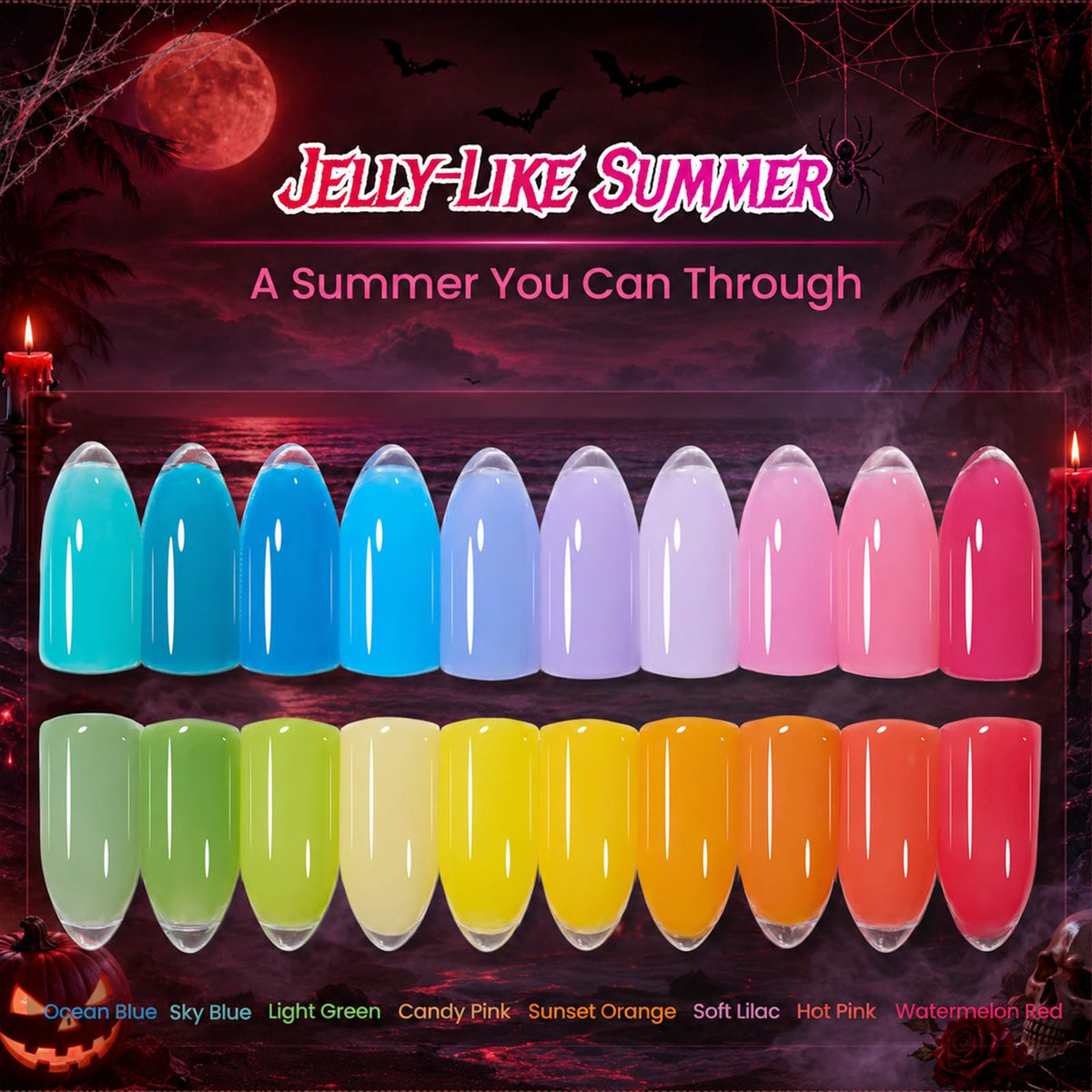 beetles Neon Jelly Gel Nail Polish vibrant shades close-up