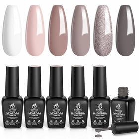 Beetles Nude Gray Gel Nail Polish Set with 6 elegant shades