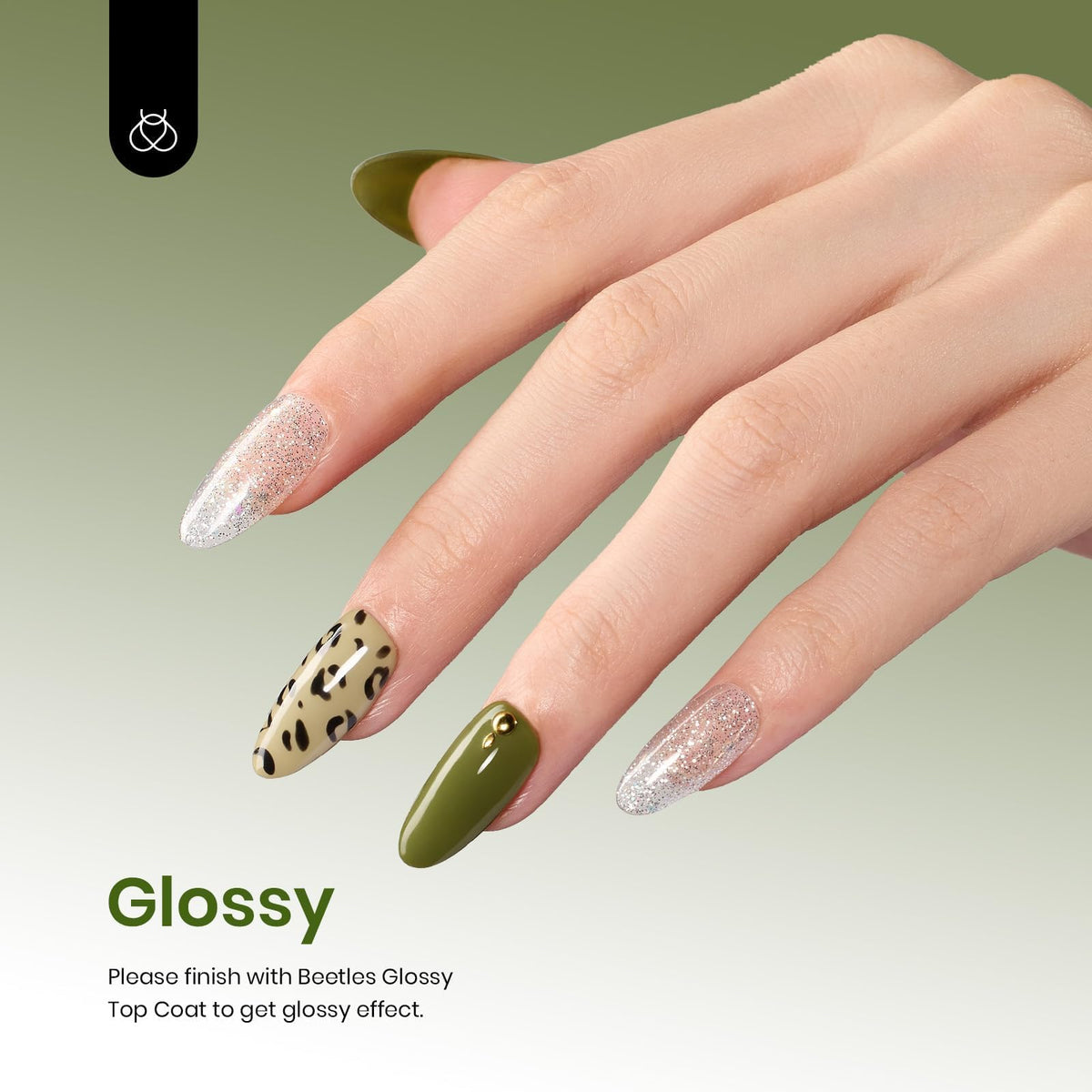beetles Olive Green Gel Nail Polish 15ML with application brush