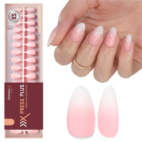 beetles Ombre French Tip Press On Nails light pink front view