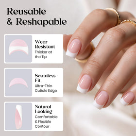 beetles Pink French Tip Press on Nails mini nail file and cuticle stick
