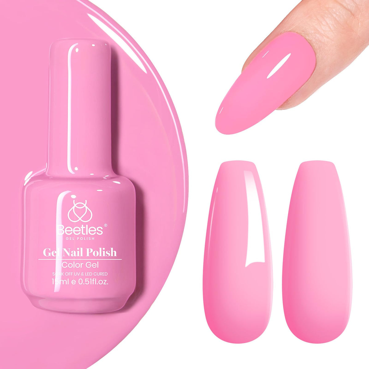 beetles Pink Gel Nail Polish 15ML front view