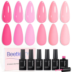 Beetles Pink Love Gel Nail Polish Set featuring 6 vibrant shades