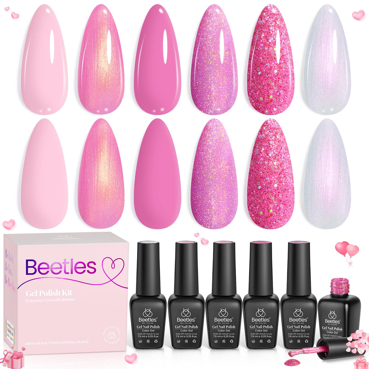 beetles Pink Reverie Gel Nail Polish Set with six pink shades