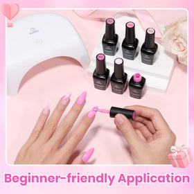 beetles Pink Reverie gel polish in glitter pink shade