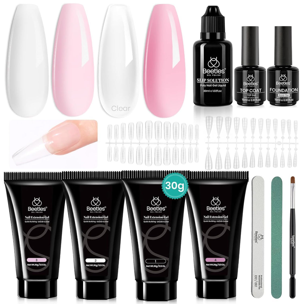 beetles Poly Nail Extension Gel Kit packaging front view