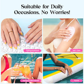 beetles pre-designed pink and neon French tip nails