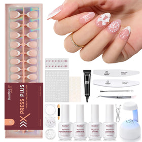 beetles Press On Nail Kit 224Pcs short almond nails front view