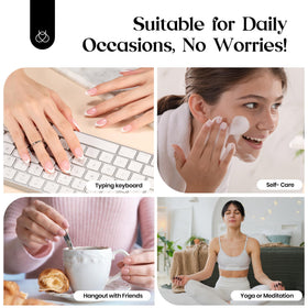 beetles press on nails being applied on natural nails