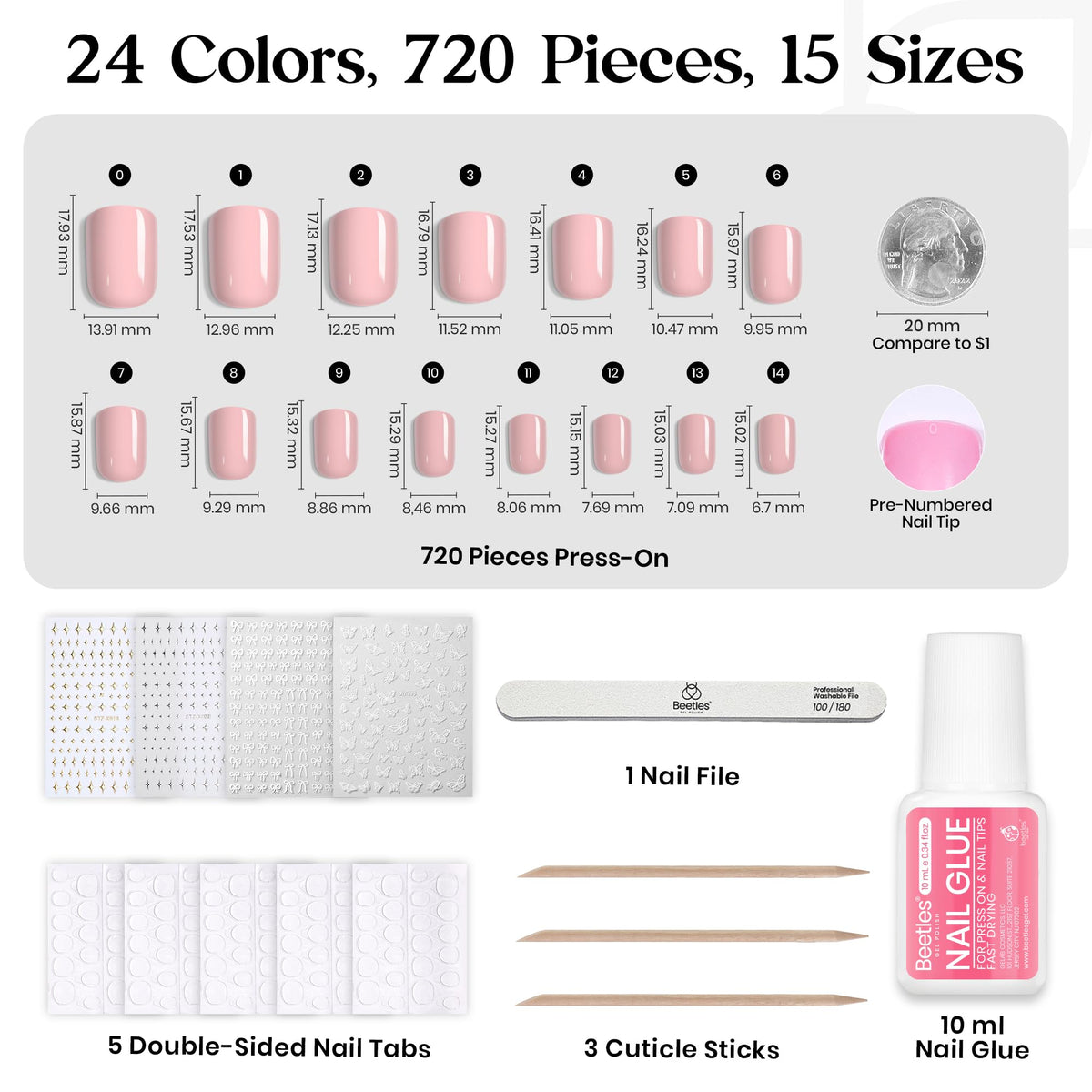 beetles Press On Nails Kit nail stickers in various designs