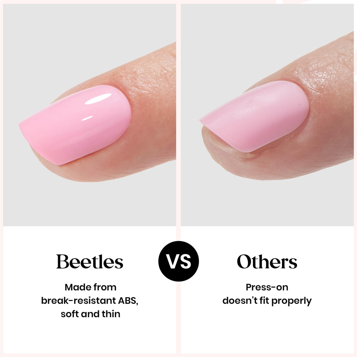 beetles Press On Nails Kit short square nails in use