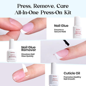 beetles Press On Nails Kit showing 224 pieces of medium almond nails