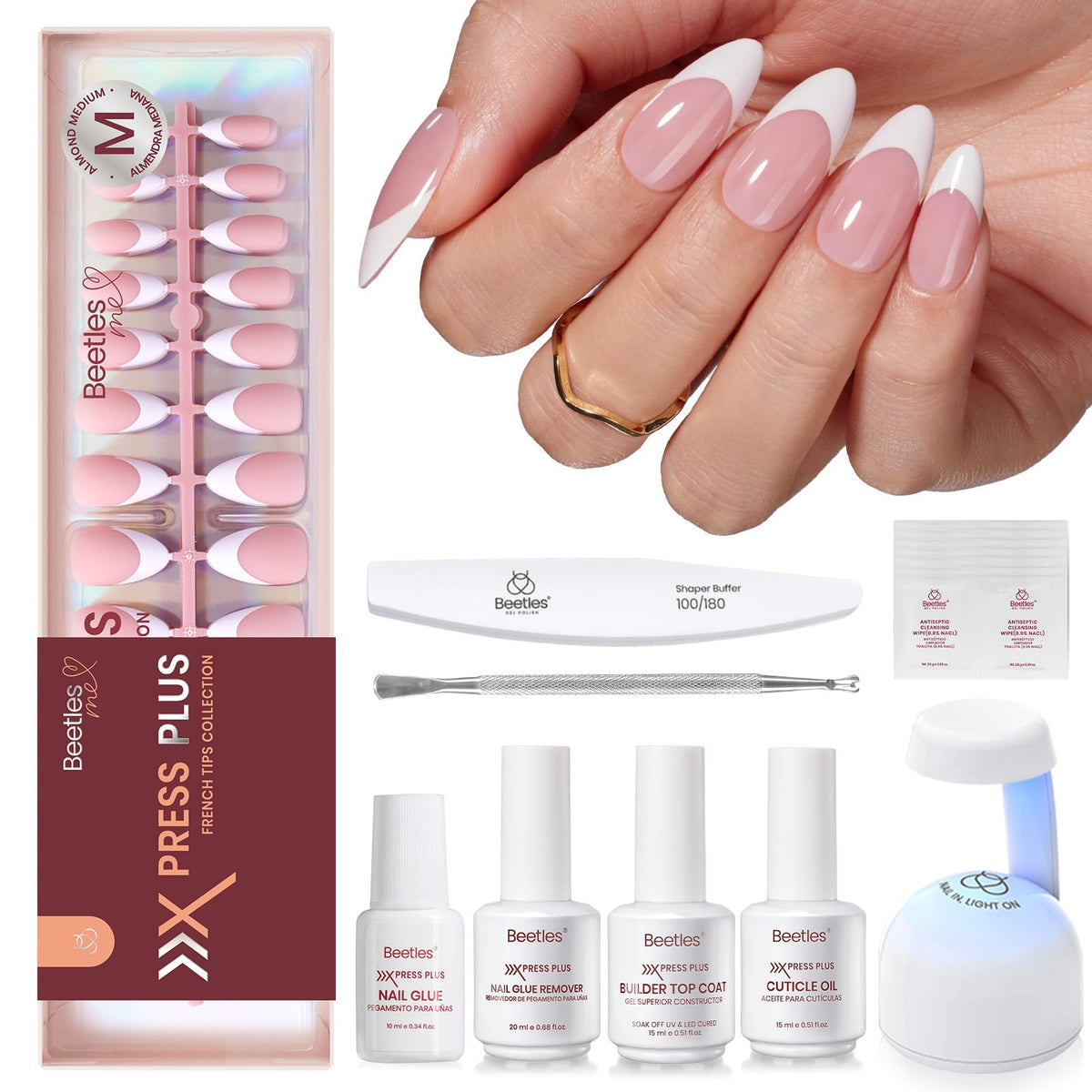 beetles Press On Nails Kit with 210 pieces and tools
