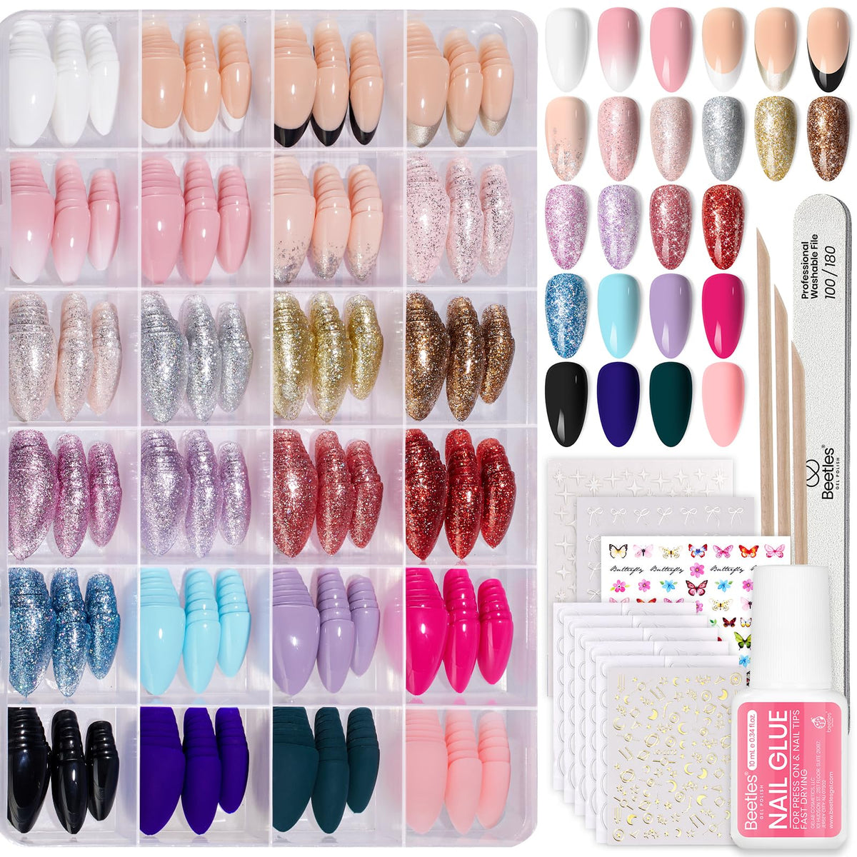 Beetles Press on Nails Kit with 720 pieces in assorted colours