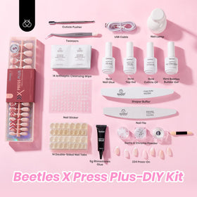 beetles press on nails styled with pearls and bows