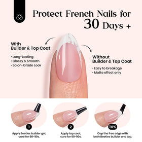 Beetles press on nails with a classic white French tip design