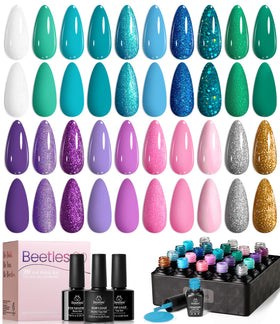 Beetles Purple Gel Nail Polish Set with 20 mini bottles