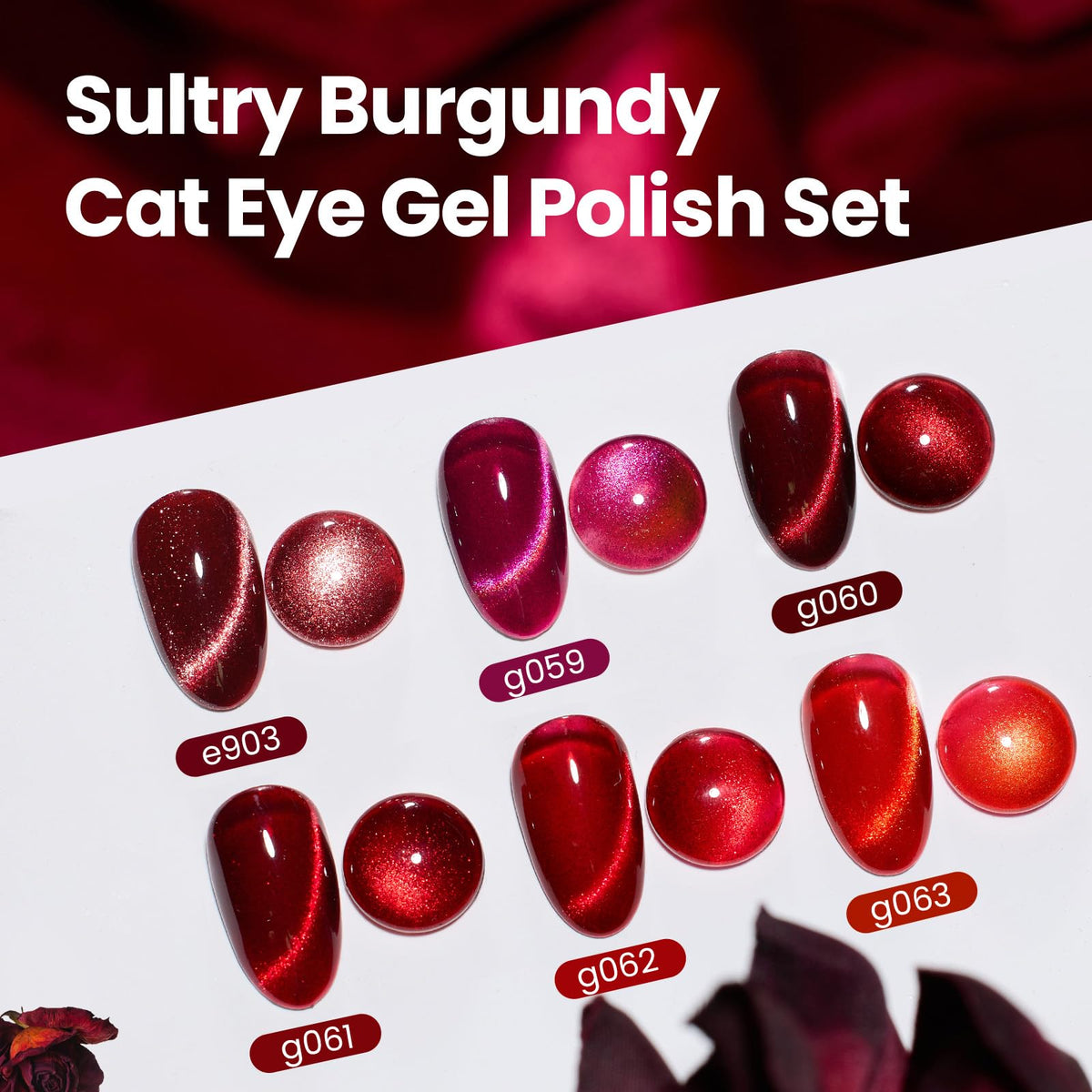 beetles Red Cat Eye Gel Nail Polish close-up of shades