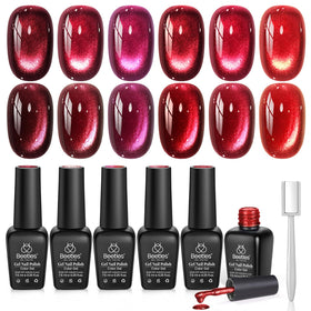 beetles Red Cat Eye Gel Nail Polish Set with 6 colours