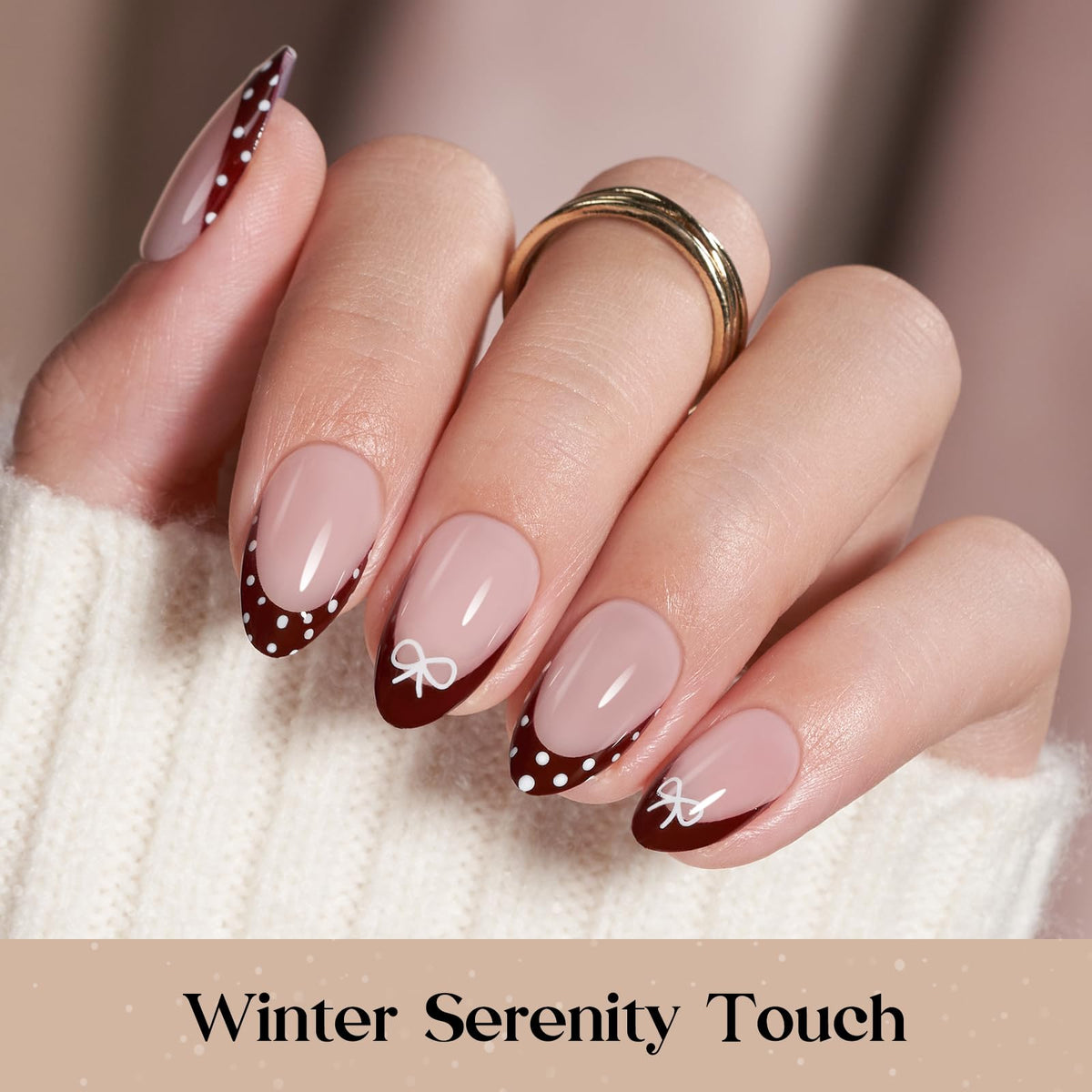 Beetles Red French Tip Press On Nails with nail art accessories