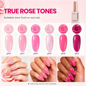 beetles Rose Whispers Jelly Pink Gel Nail Polish application process