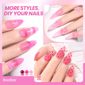beetles Rose Whispers Jelly Pink Gel Nail Polish close-up of shades