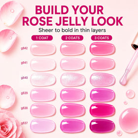 beetles Rose Whispers Jelly Pink Gel Nail Polish swatches on nails