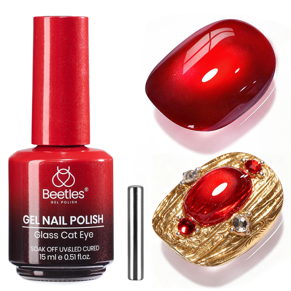 beetles Ruby Red Cat Eye Gel Polish 15ml front view