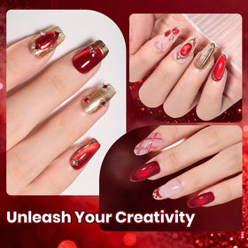 beetles Ruby Red Cat Eye Gel Polish applied on nails