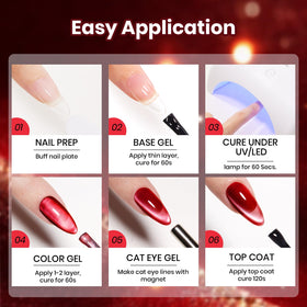 beetles Ruby Red Cat Eye Gel Polish on a nail art display