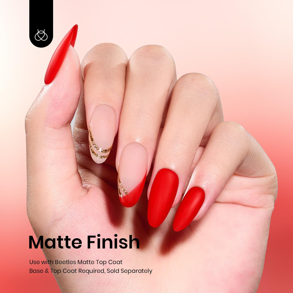 Beetles Scarlet Red Gel Nail Polish curing under LED lamp